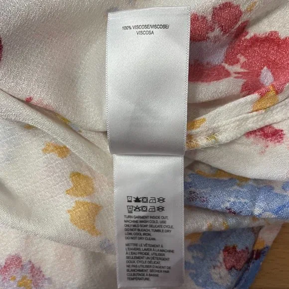 Lucky Brand SZ Large Multicolor Red Floral Blouse Bold Flower Long Sleeve Top - Picture 7 of 7